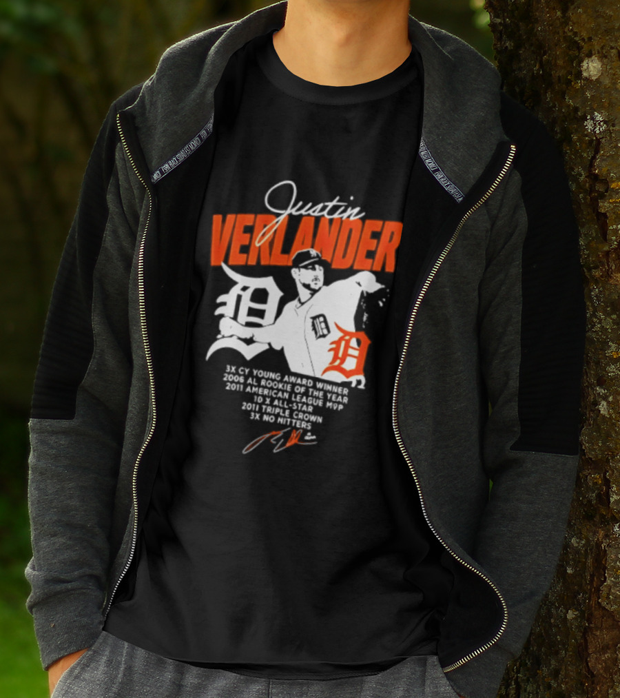 Justin Verlander 35 Detroit Tigers MLB MVP 2006 AL Rookie Cy Young T-Shirt