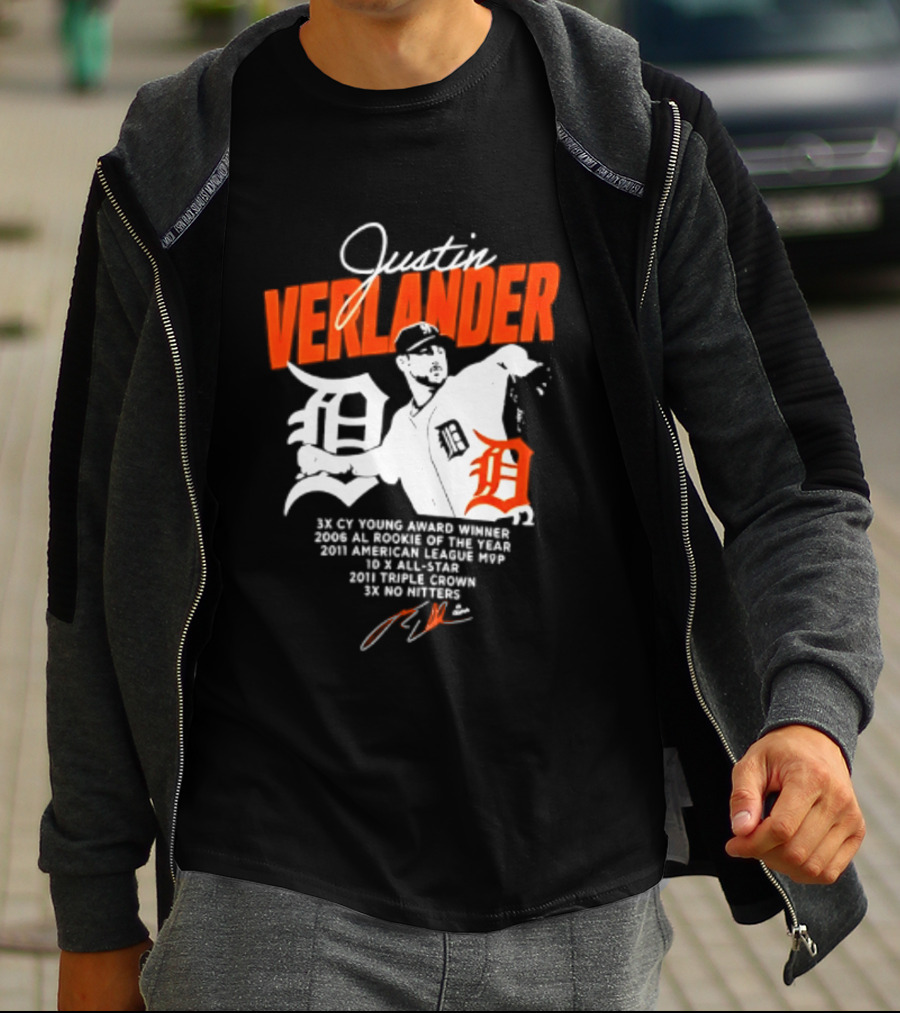 Justin Verlander 35 Detroit Tigers MLB MVP 2006 AL Rookie Cy Young T-Shirt