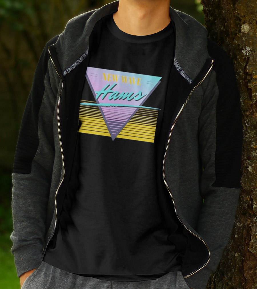 New Wave Hams Retro 80s Aesthetic Triangle Stripes T-Shirt