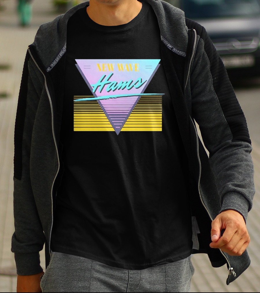 New Wave Hams Retro 80s Aesthetic Triangle Stripes T-Shirt