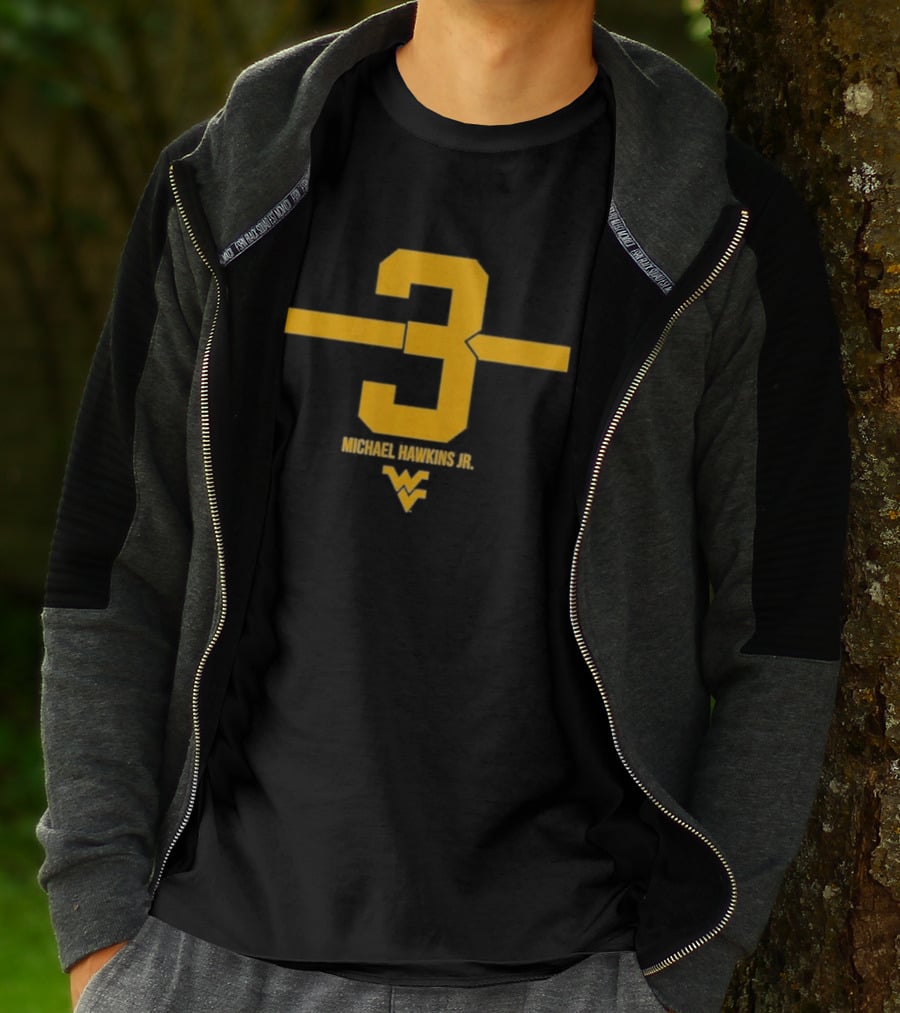 West Virginia 3 Michael Hawkins Jr. WVU Football Number T-Shirt