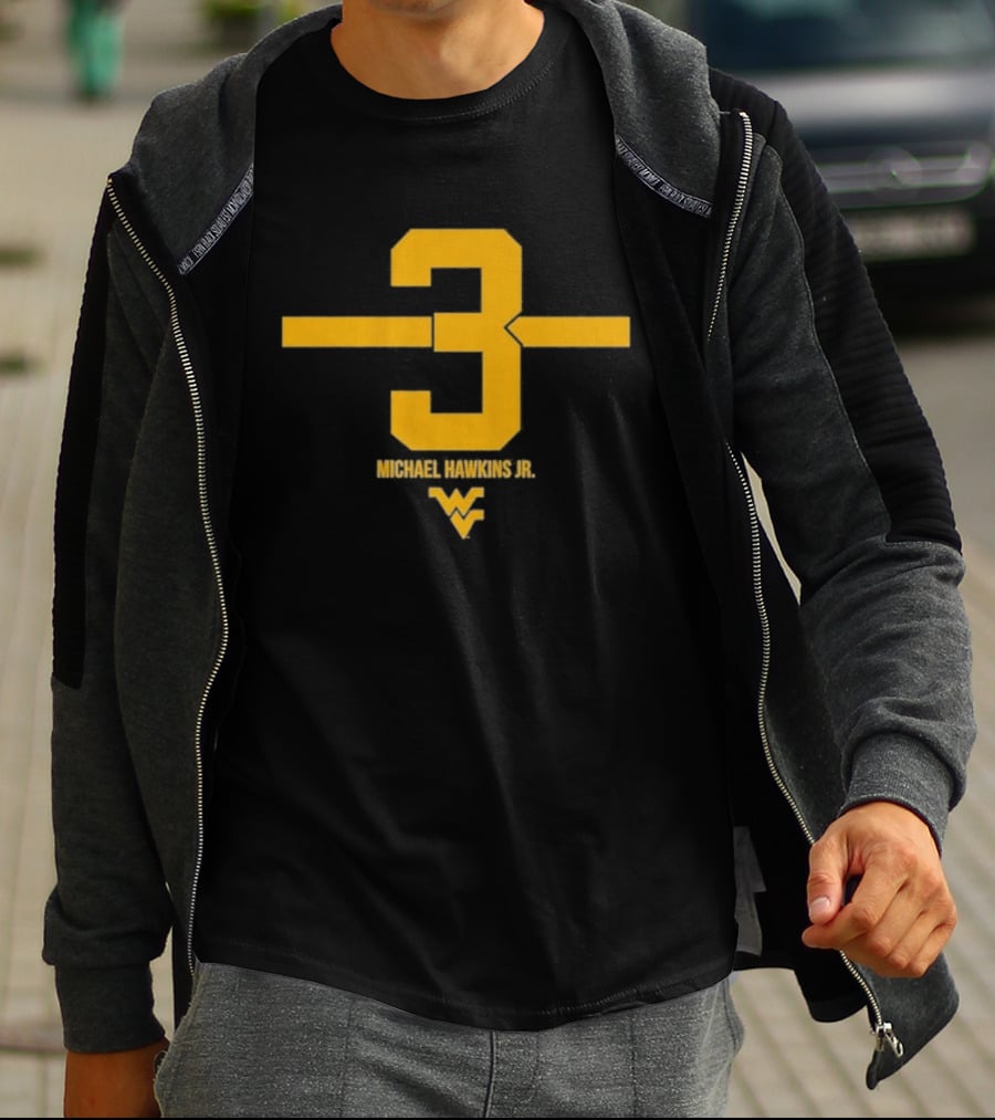 West Virginia 3 Michael Hawkins Jr. WVU Football Number T-Shirt