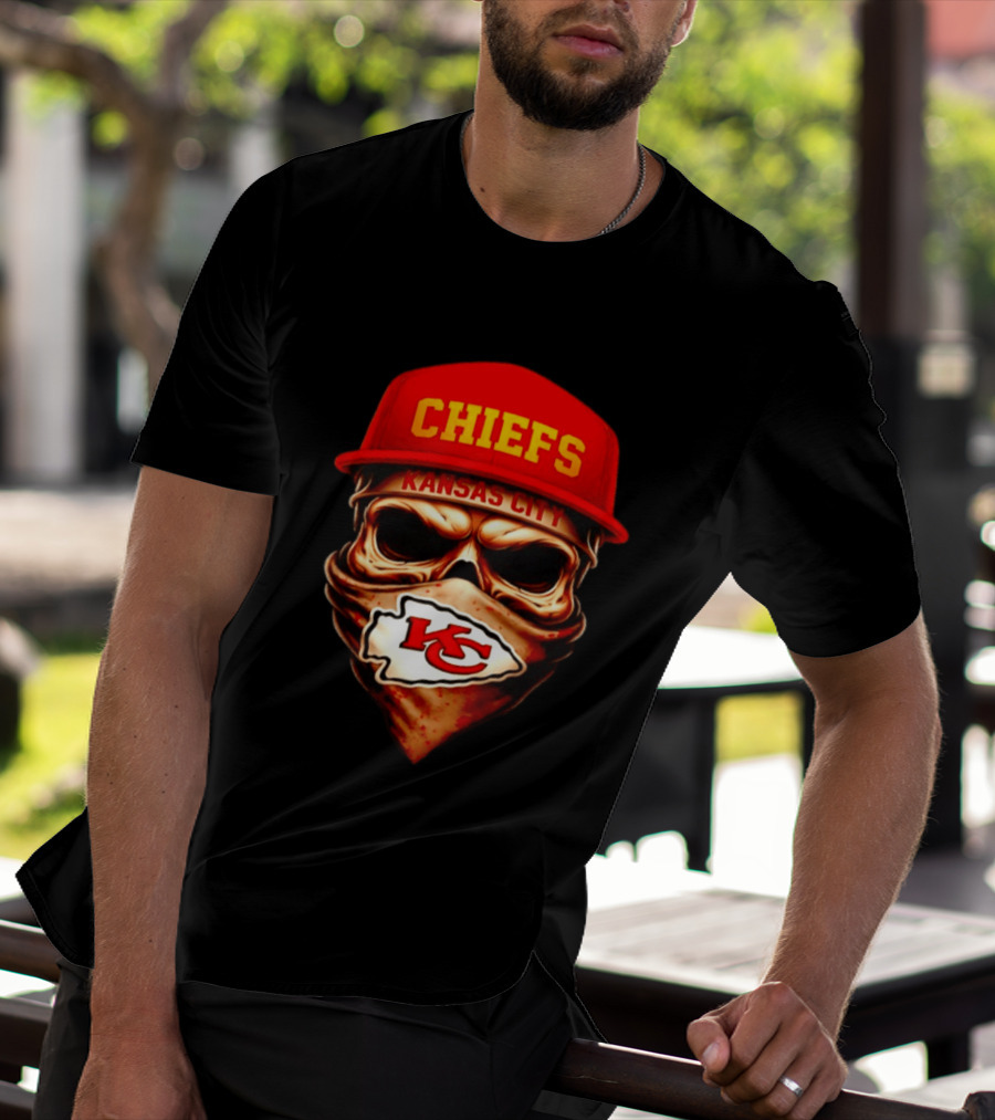 Kansas City Chiefs Skull Bandana KC T-Shirt