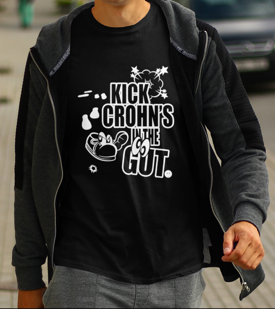 Kick Crohn's In The Gut Crohn's & Colitis Foundation Claw And Cartoon Style Fighting T-Shirt