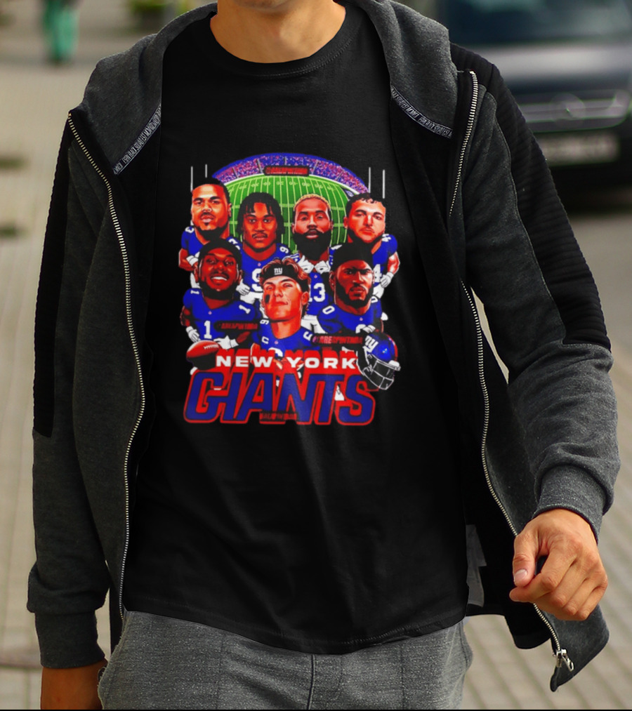 New York Giants Football Players Caricature Stadium T-Shirt