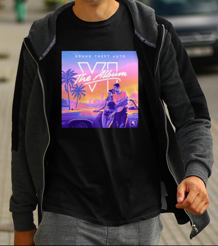 Grand Theft Auto VI The Album 2026 Retro Sunset Vibes T-Shirt
