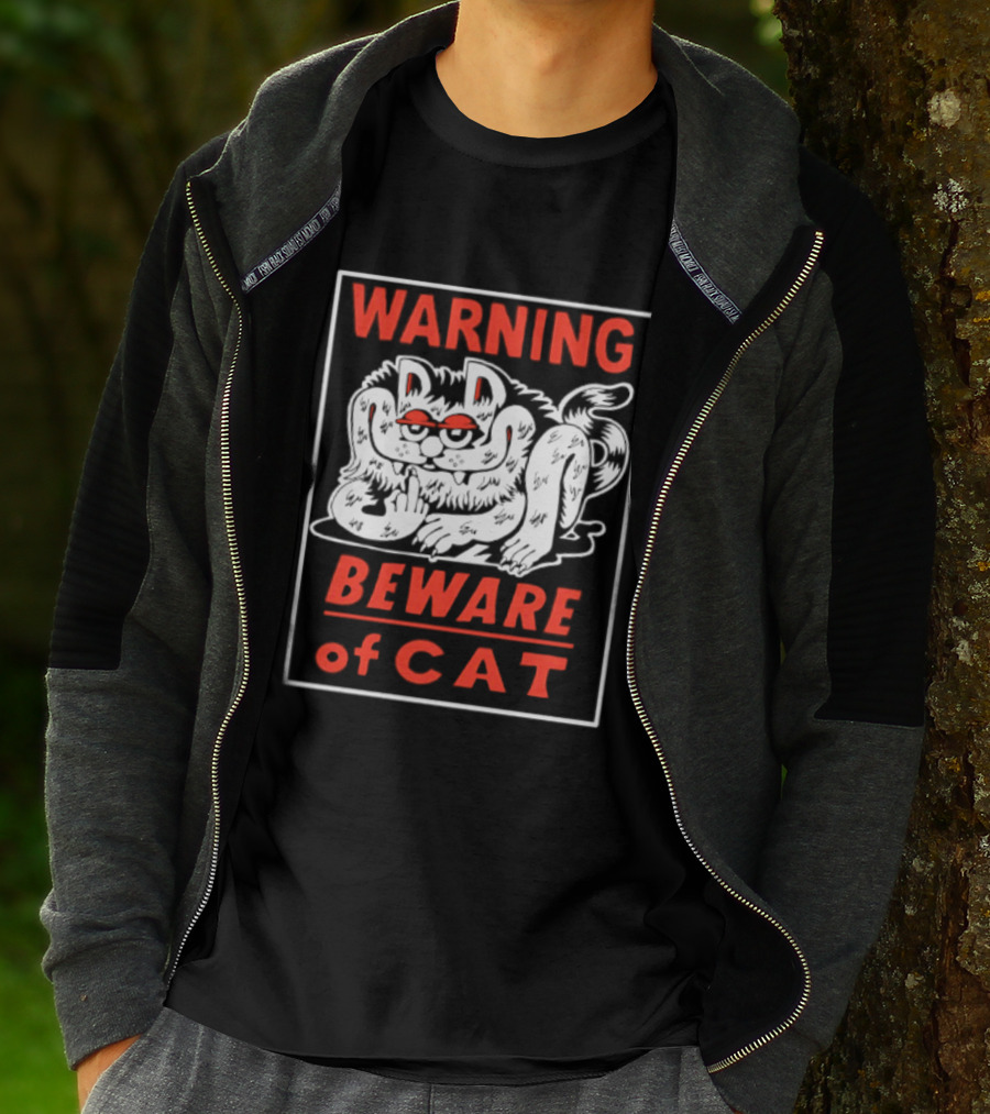 Warning Beware Of Cat Halloween Creepy Eyes T-Shirt