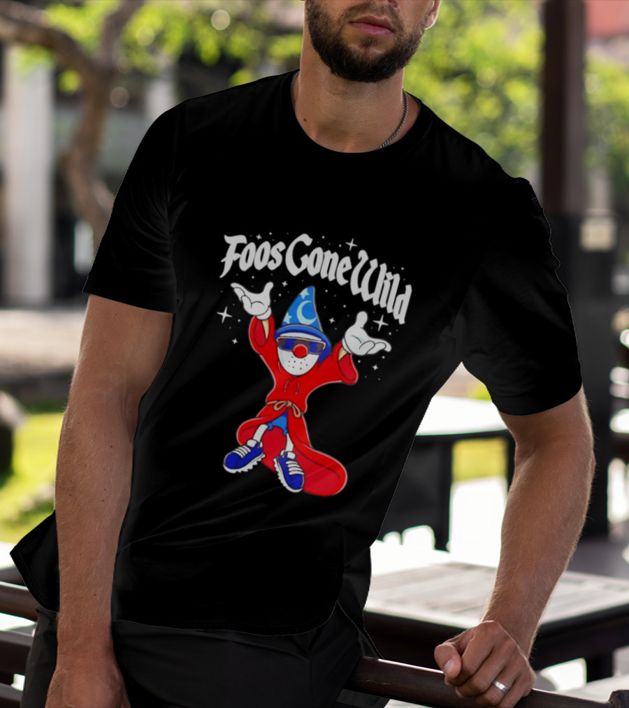 Foos Gone Wild Wizard Streetwear Cartoon Character With Blue Hat And Sunglasses T-Shirt