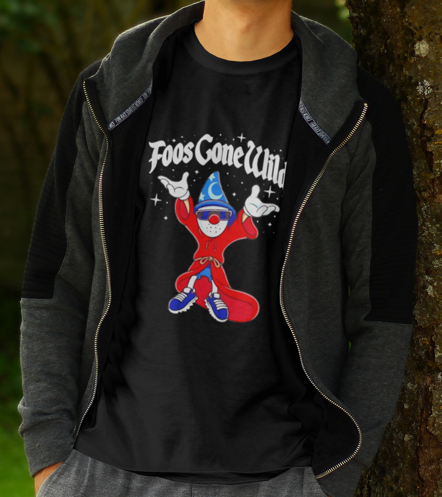 Foos Gone Wild Wizard Streetwear Cartoon Character With Blue Hat And Sunglasses T-Shirt
