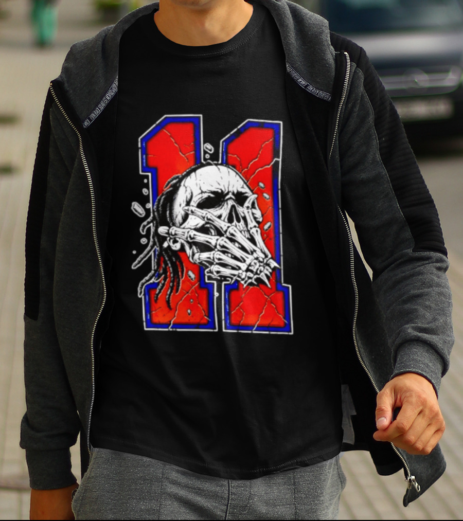 New York Knicks Jalen Brunson Captain Clutch Skull Number 11 T-Shirt