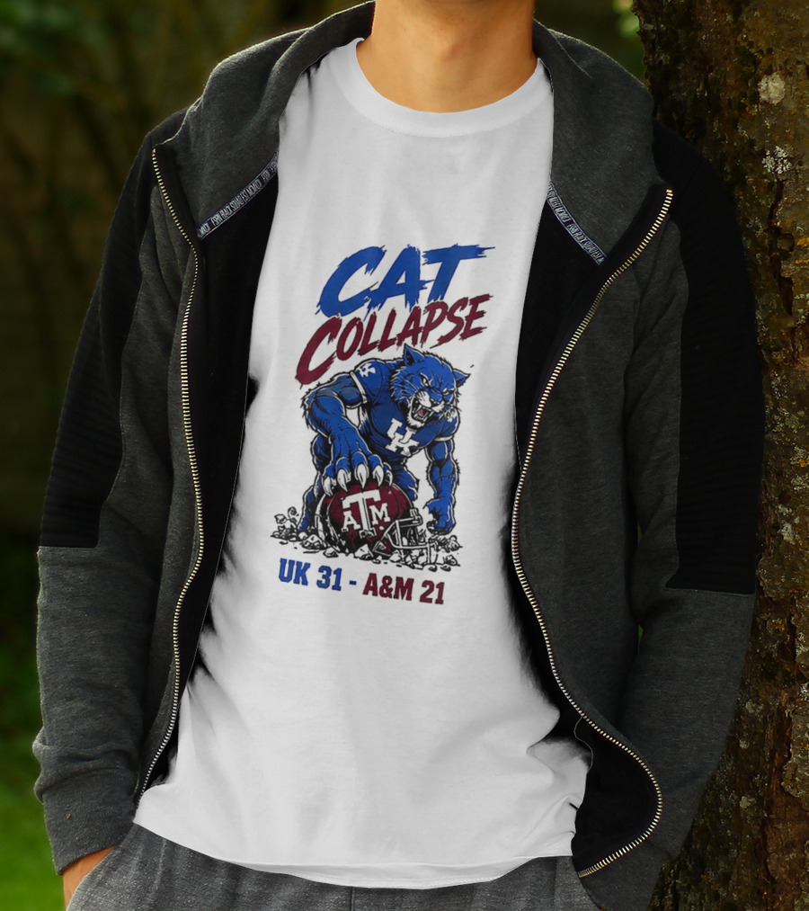 NCAA 2026 Matchup Kentucky Wildcats Vs Texas A&M Aggies Cat Collapse UK 31 A&M 21 T-Shirt