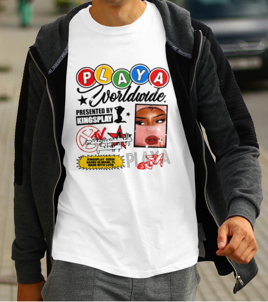 Playa Worldwide Kingsplay Miami Colorful Circles And Urban Street T-Shirt