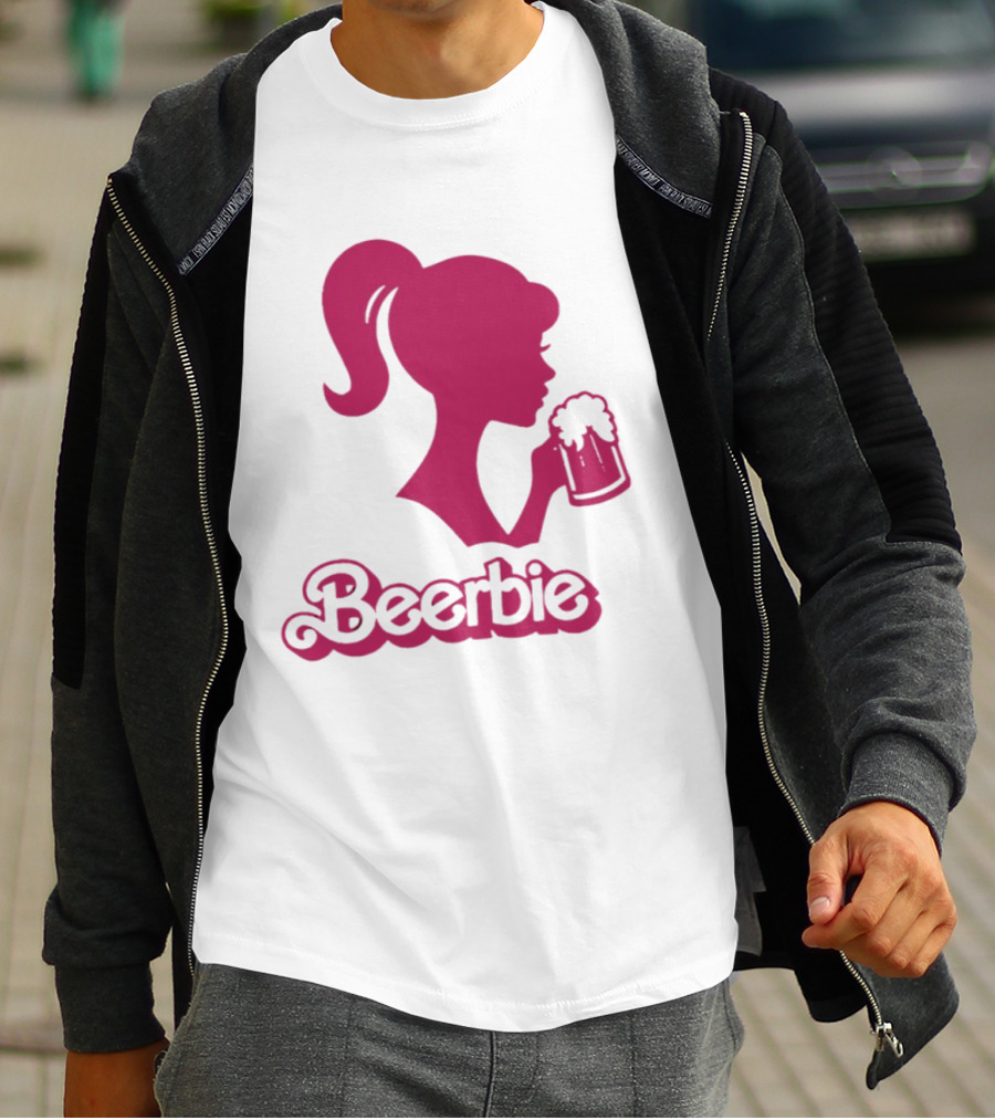 Beerbie Pink Beer Barbie Icon With Beer T-Shirt
