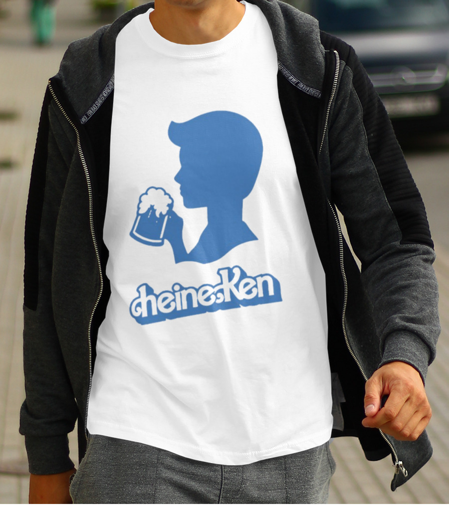 Ken Blue Beer Silhouette Heineken Play On Words T-Shirt