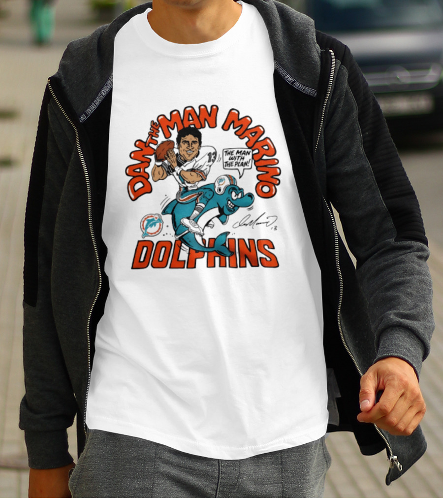 Dan The Man Marino Dolphins Football Caricature T-Shirt