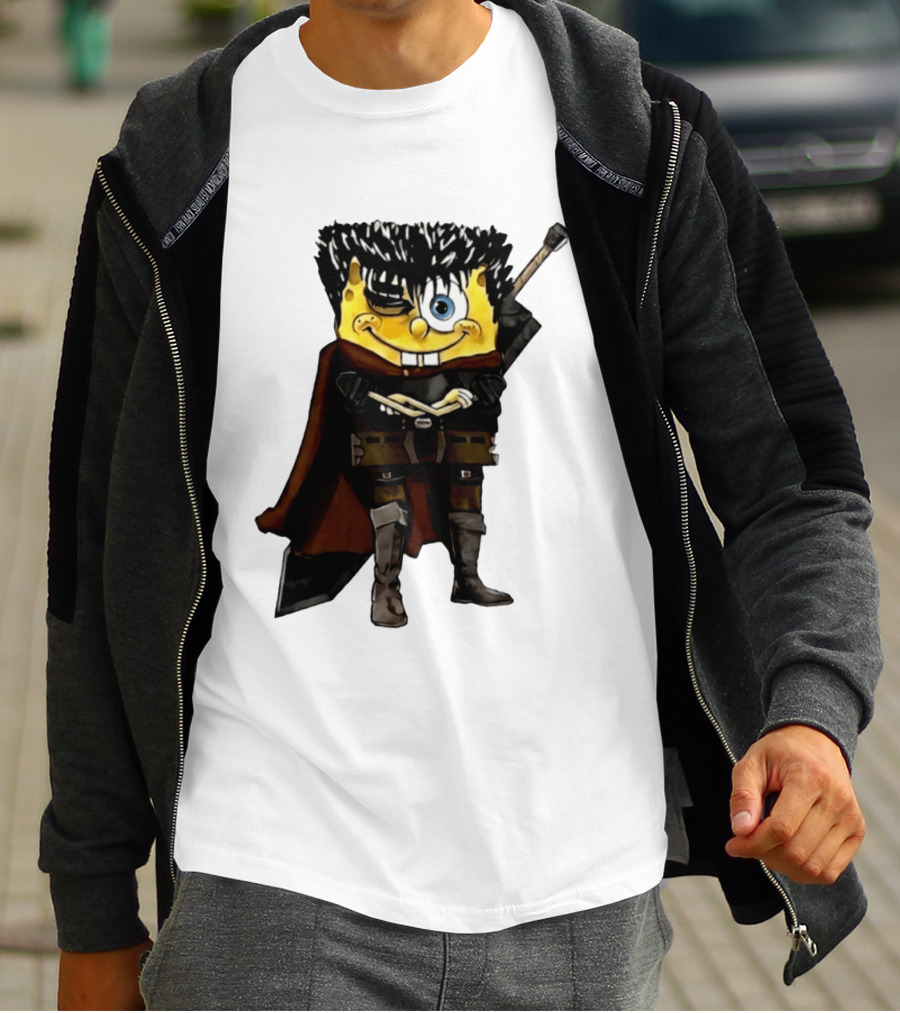 SpongeBob X Berserk Guts Crossover SpongeGuts SquarePants Character Mashup T-Shirt