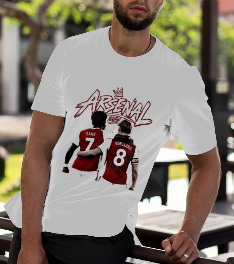 Arsenal Saka 7 Odegaard 8 Football Moment T-Shirt