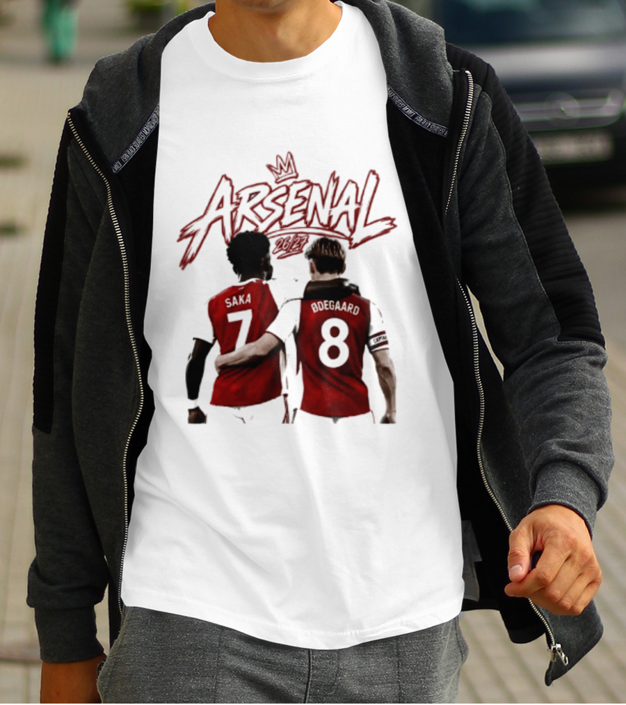 Arsenal Saka 7 Odegaard 8 Football Moment T-Shirt