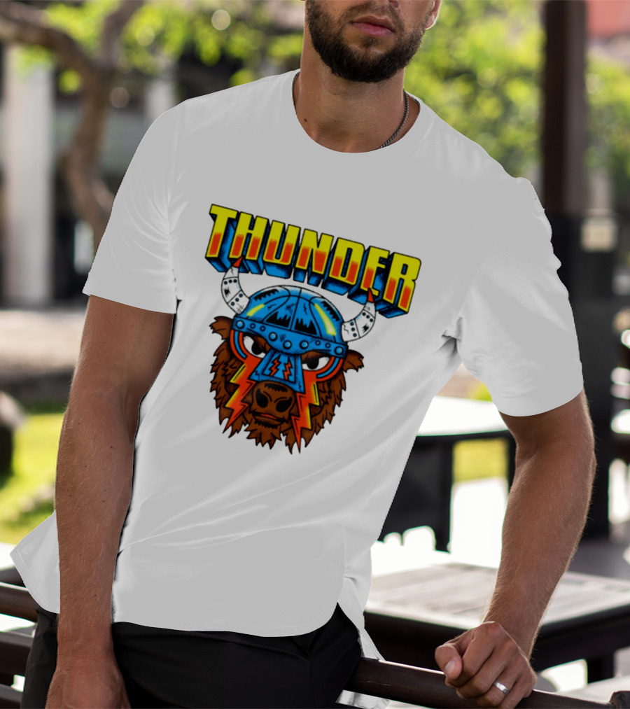 Thunder Buffalo Viking Helmet Bison Basketball T-Shirt