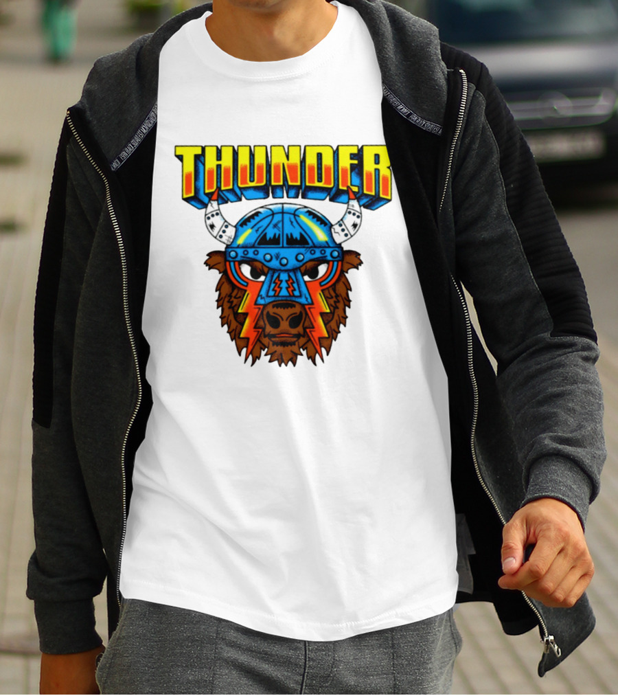 Thunder Buffalo Viking Helmet Bison Basketball T-Shirt