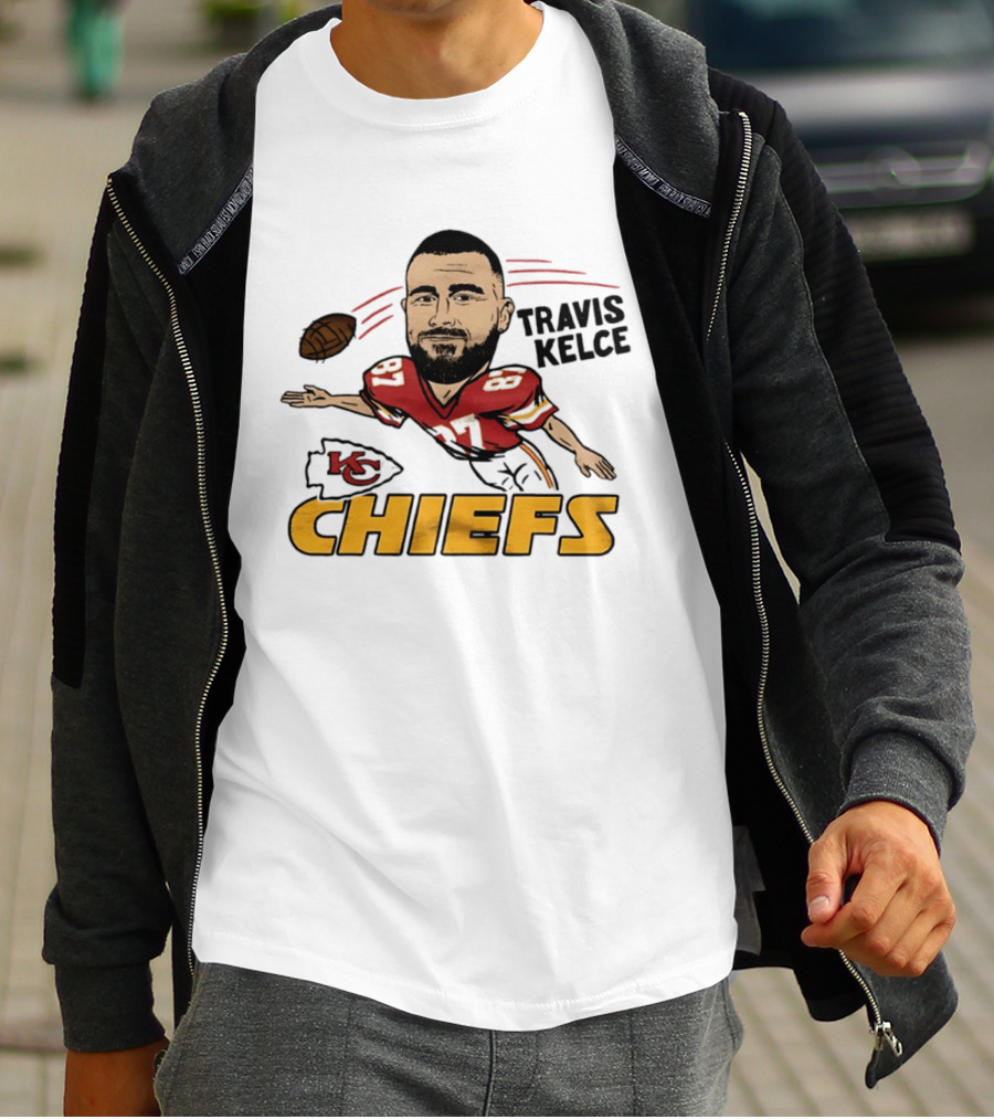 Travis Kelce Kansas City Chiefs Caricature KC Chiefs Football Player T-Shirt