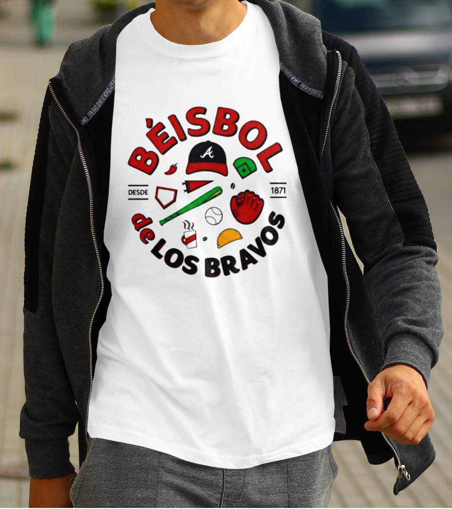 Béisbol De Los Bravos Desde 1871 Hat Bat Glove Baseball Taco Pepper Coffee T-Shirt