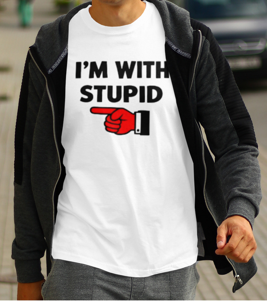 I'm With Stupid Pointing Finger Meme T-Shirt