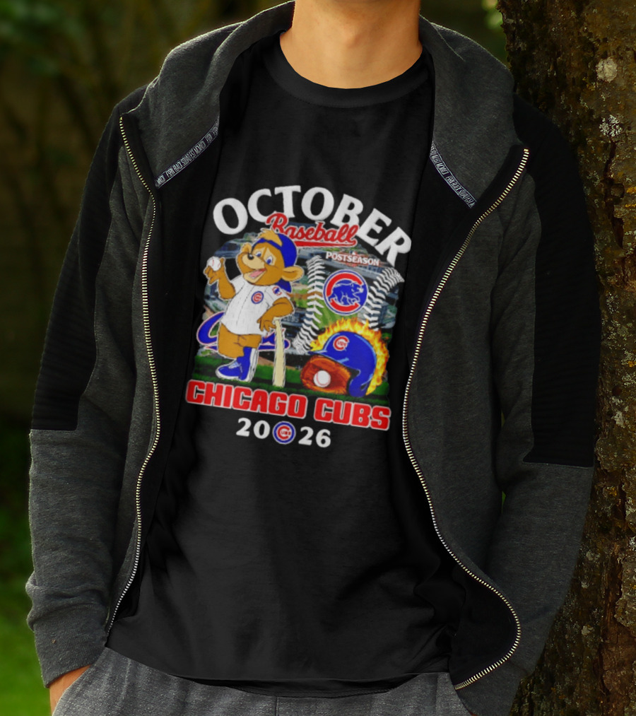 Chicago Cubs October Baseball 2026 MLB Postseason Helmet T-Shirt
