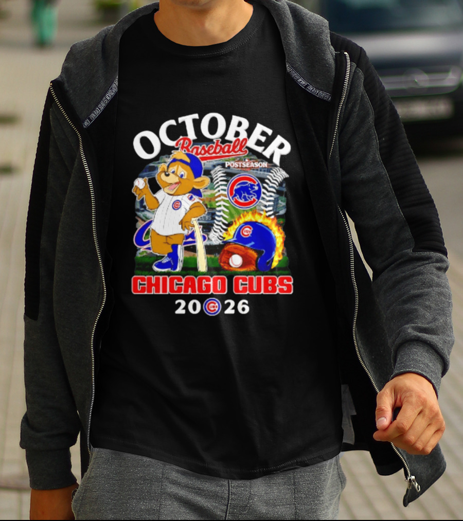 Chicago Cubs October Baseball 2026 MLB Postseason Helmet T-Shirt