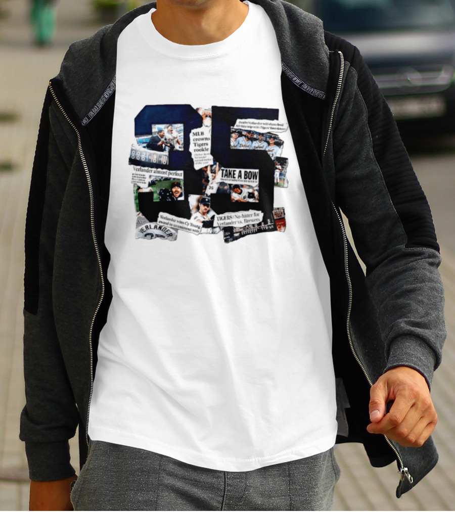 Justin Verlander MLB Crowns Tigers Rookie No Hitter Collage 35 T-Shirt