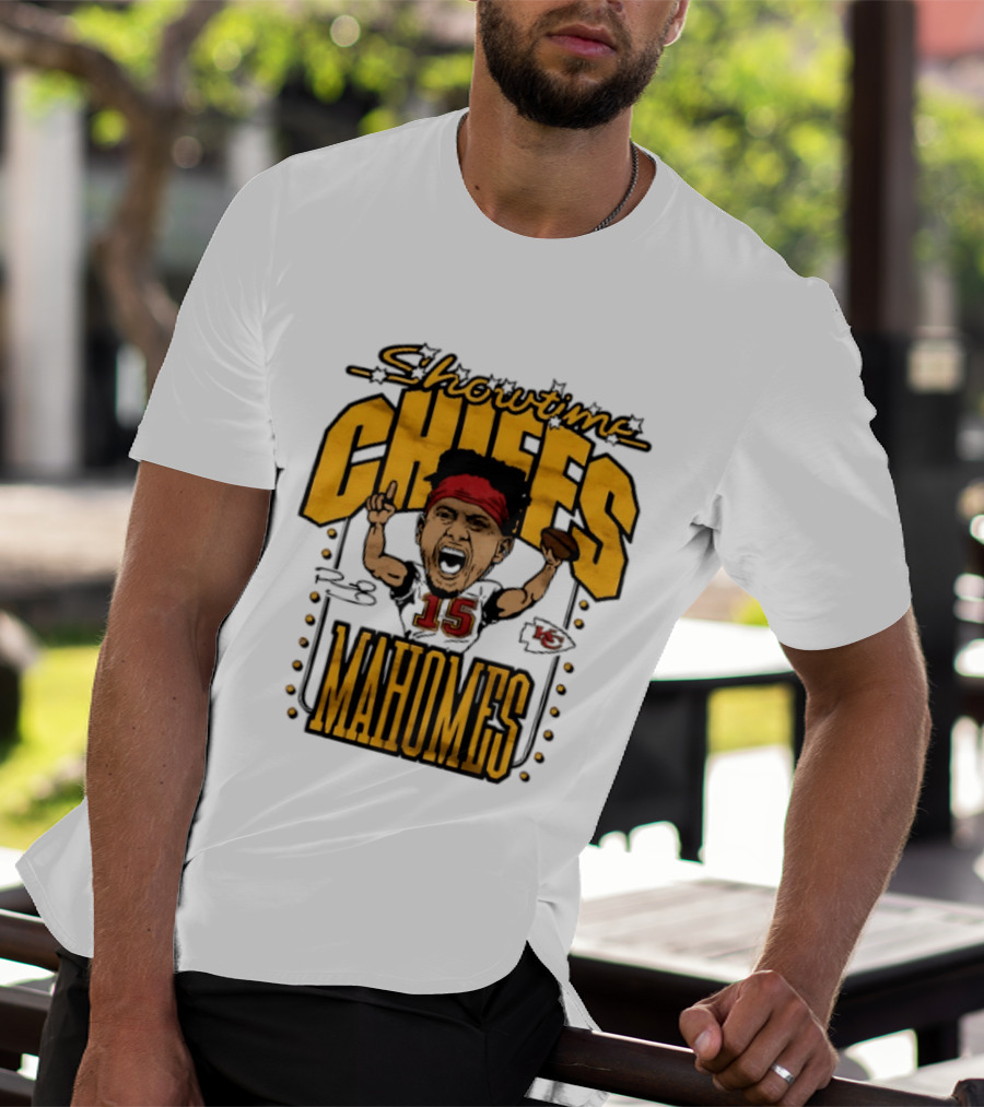 Showtime Chiefs Patrick Mahomes 15 Caricature T-Shirt