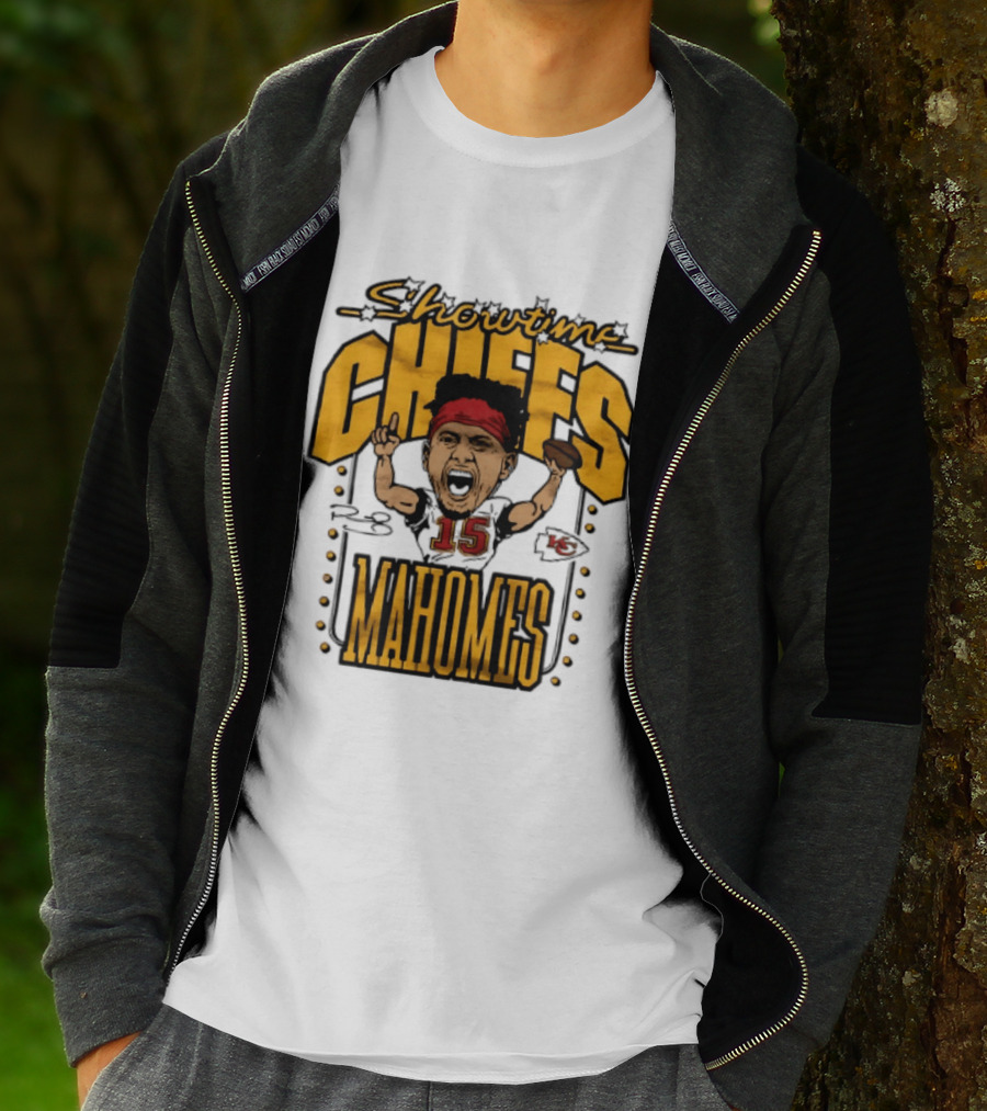 Showtime Chiefs Patrick Mahomes 15 Caricature T-Shirt
