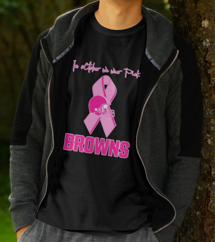 Cleveland Browns In October We Wear Pink Breast Cancer Awareness Football T-Shirt