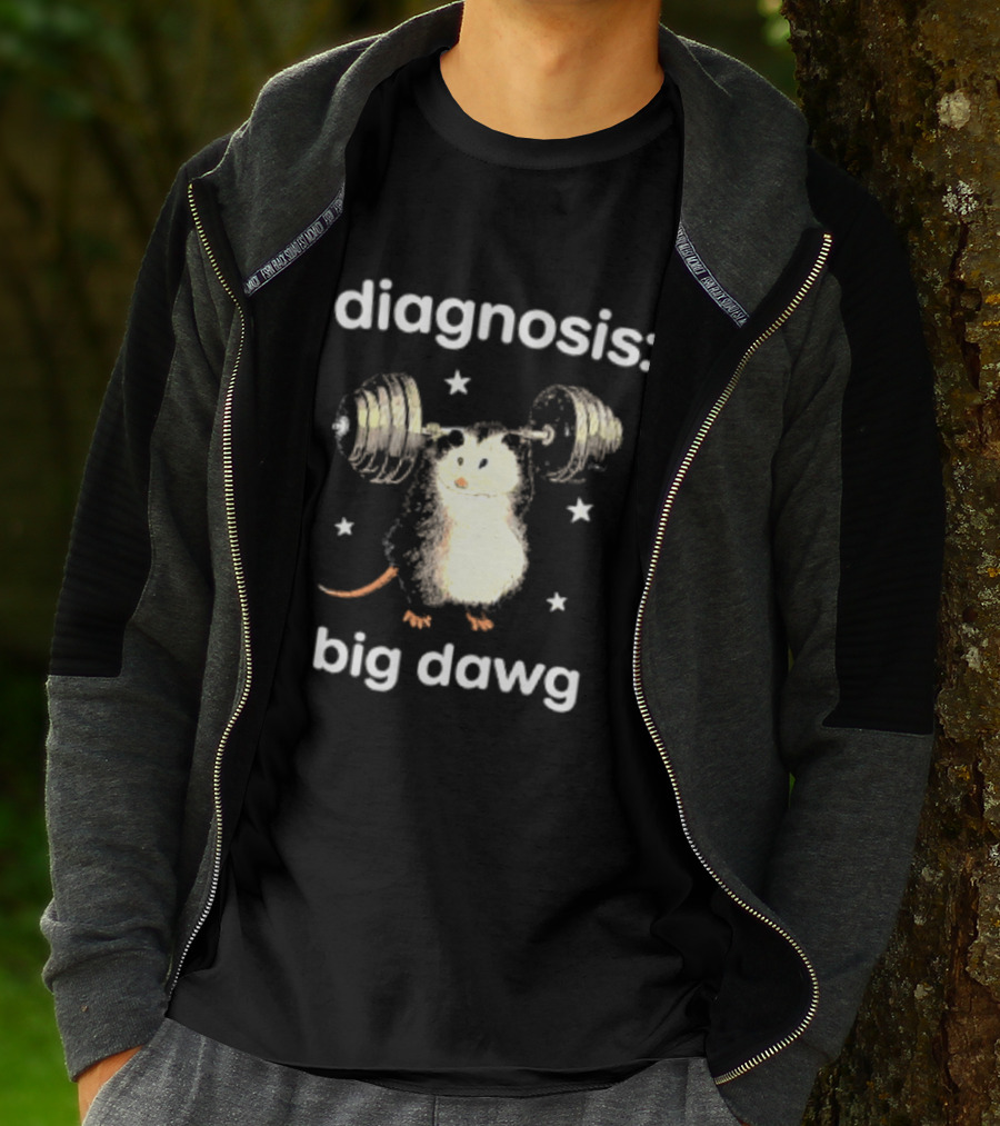 Diagnosis Big Dawg Opossum Weightlifting Stars T-Shirt