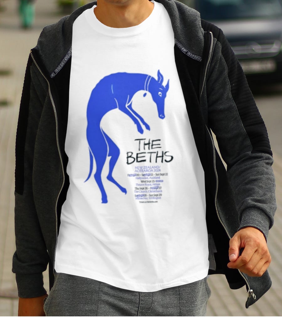 The Beths New Zealand Aotearoa 2024 Tour Blue Jumping Dog T-Shirt