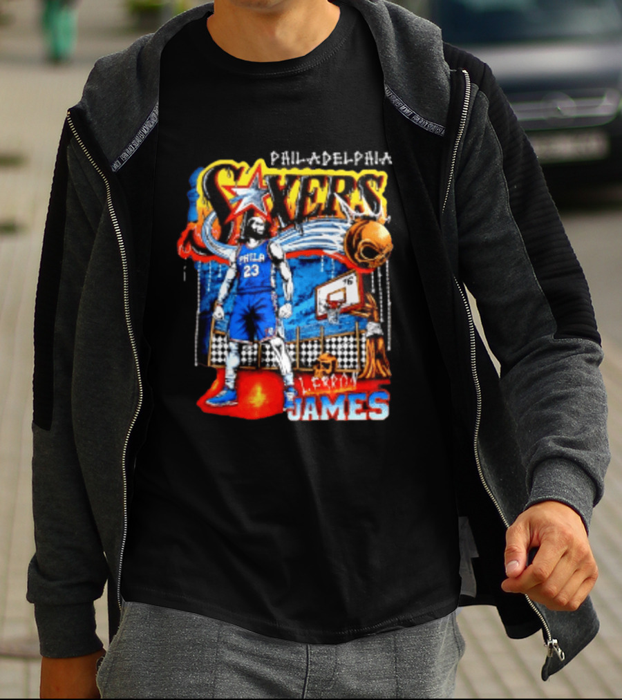 Philadelphia 76ers LeBron James Skeleton Basketball T-Shirt