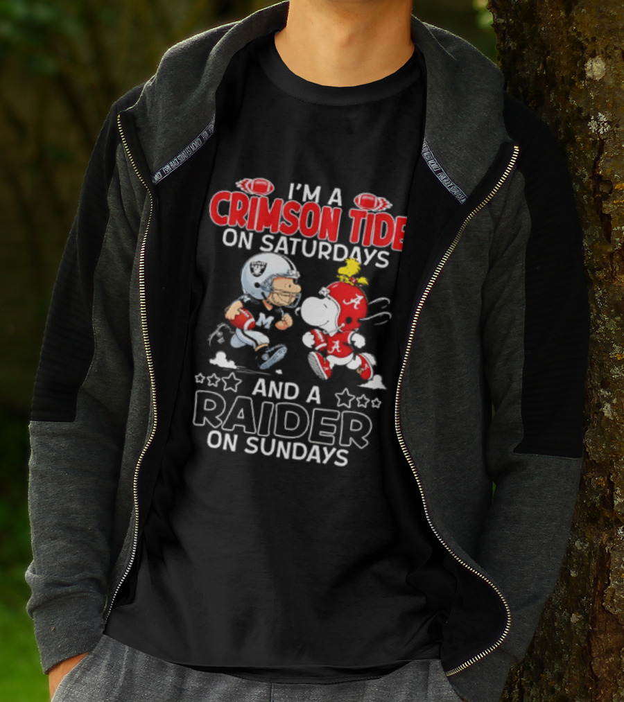 Peanuts I'm A Crimson Tide On Saturdays And A Raider On Sundays T-Shirt