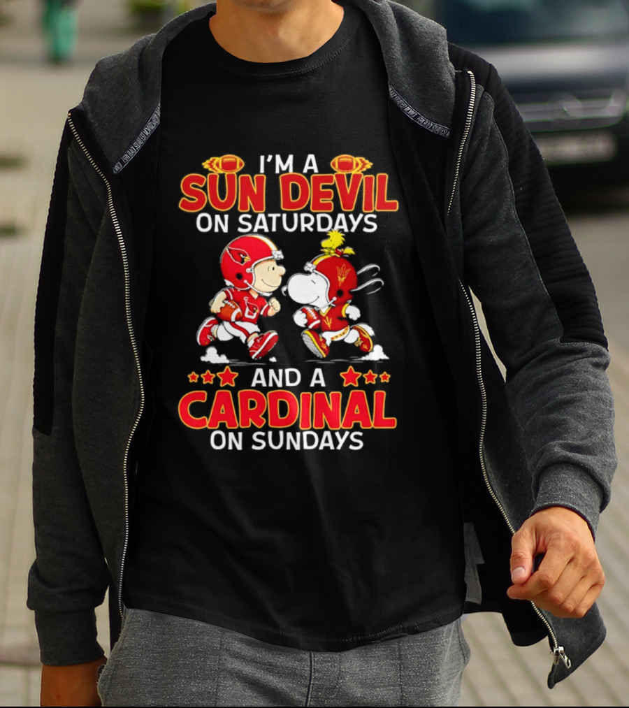 I'm A Sun Devil On Saturdays And A Cardinal On Sundays Peanuts Football Characters T-Shirt