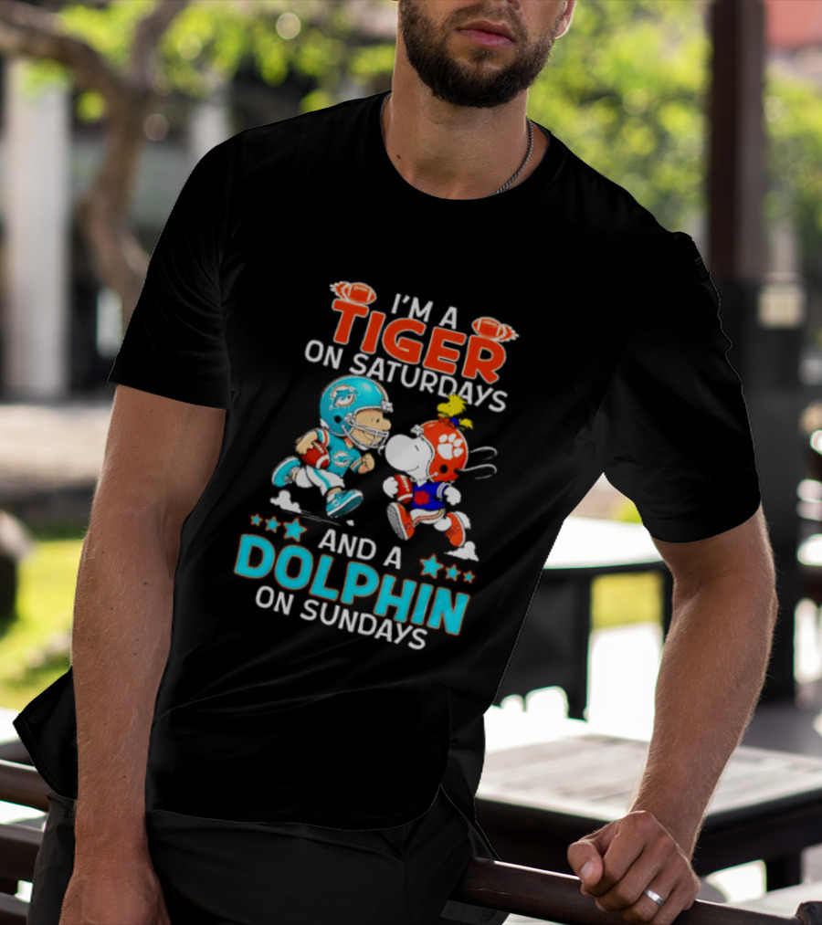 I'm A Tiger On Saturdays And A Dolphin On Sundays Peanuts Football T-Shirt