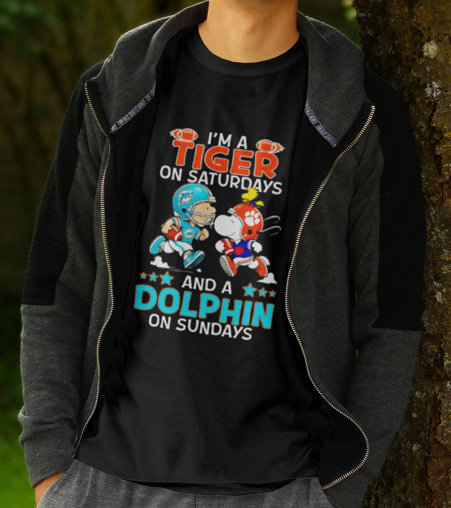 I'm A Tiger On Saturdays And A Dolphin On Sundays Peanuts Football T-Shirt