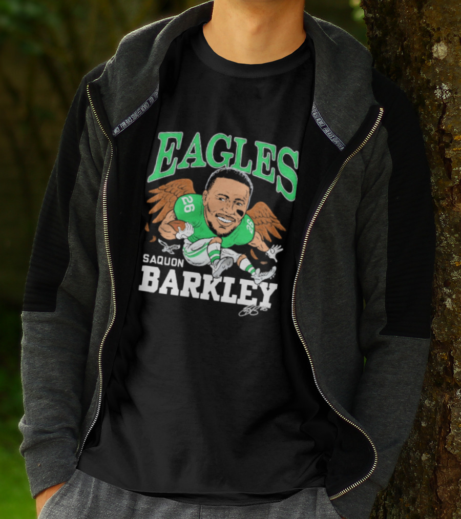 Eagles Saquon Barkley Caricature Green Wings 26 T-Shirt