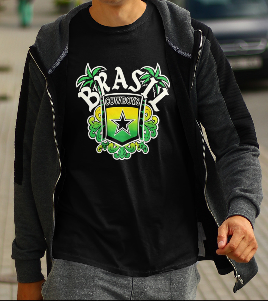 Brasil Cowboys Star Shield Palms Green Yellow T-Shirt