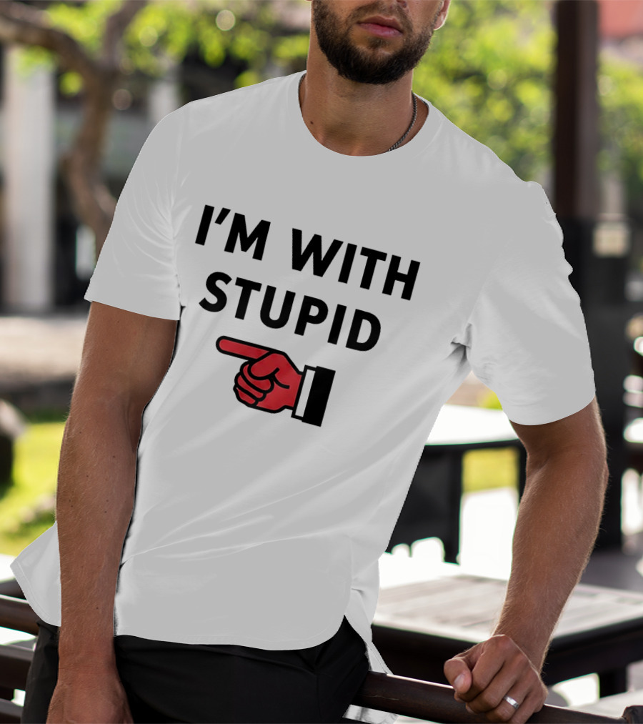 I'm With Stupid Red Pointing Finger T-Shirt