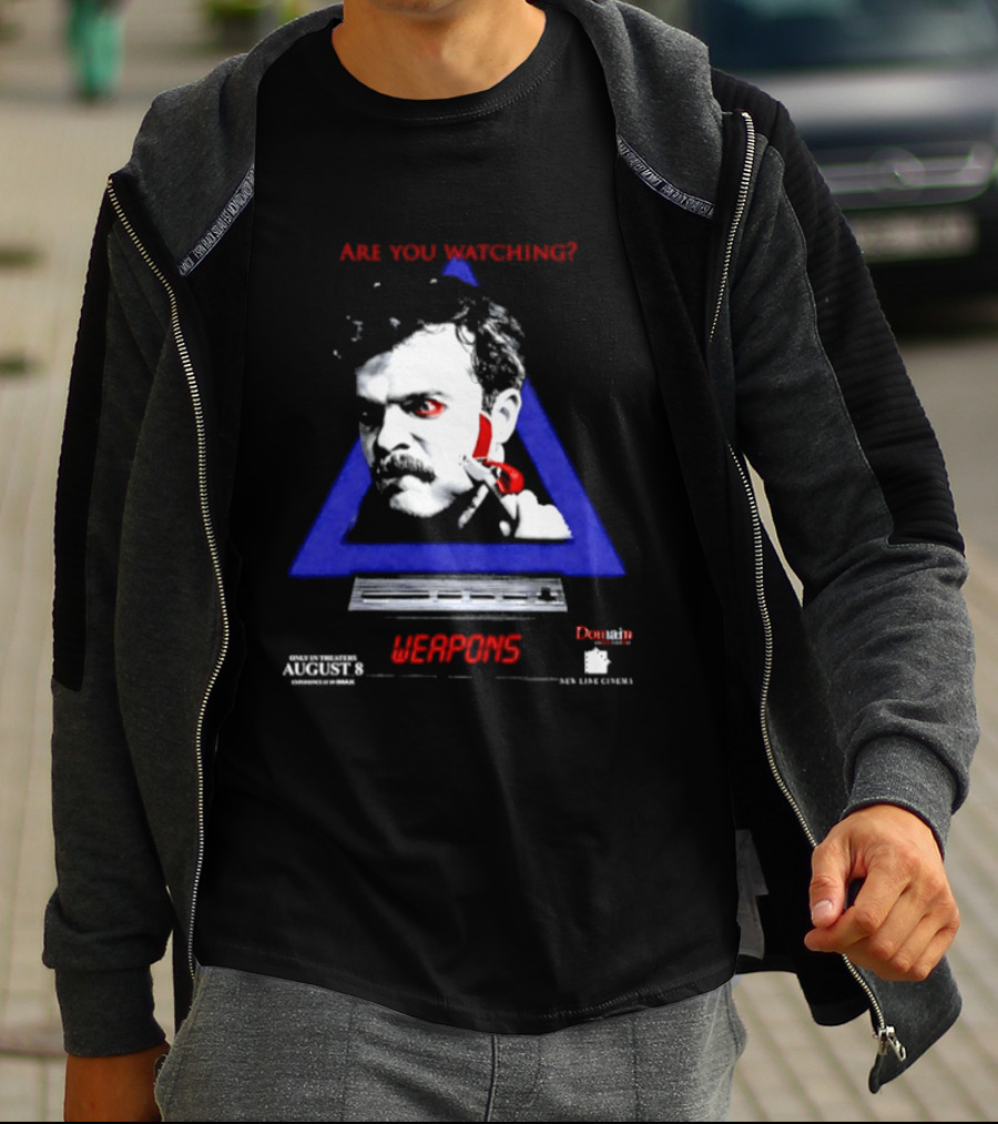 Are You Ing Weapons Triangle Face Art New Line Cinema T-Shirt