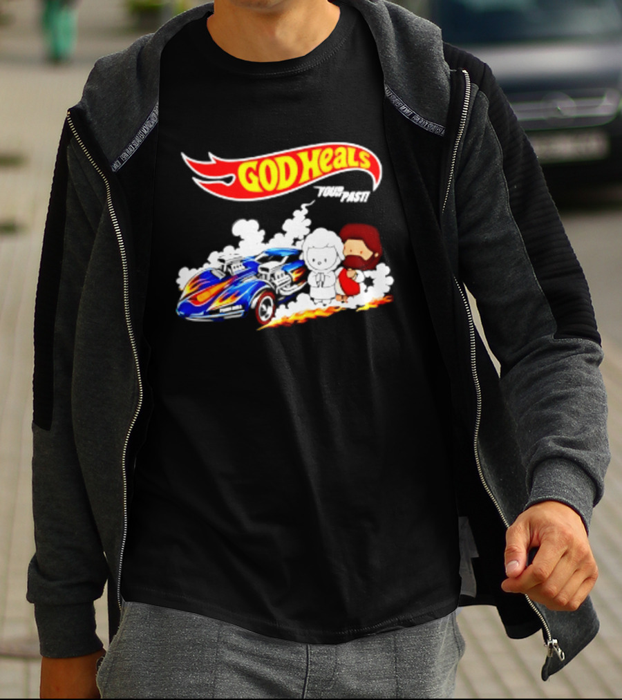 God Heals Hot Wheels Jesus And Lamb Twin Mill T-Shirt