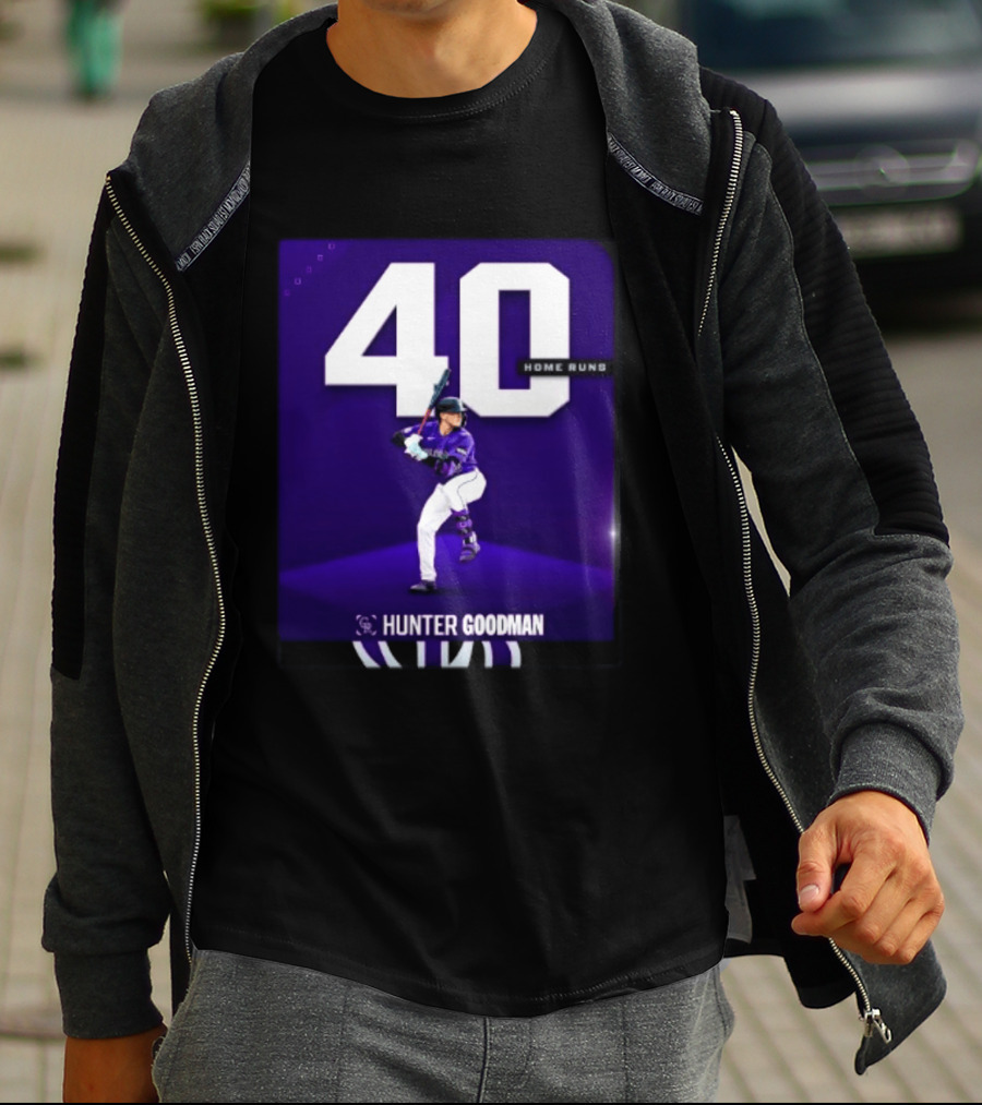 Hunter Goodman 40 Home Runs Colorado Rockies Purple T-Shirt