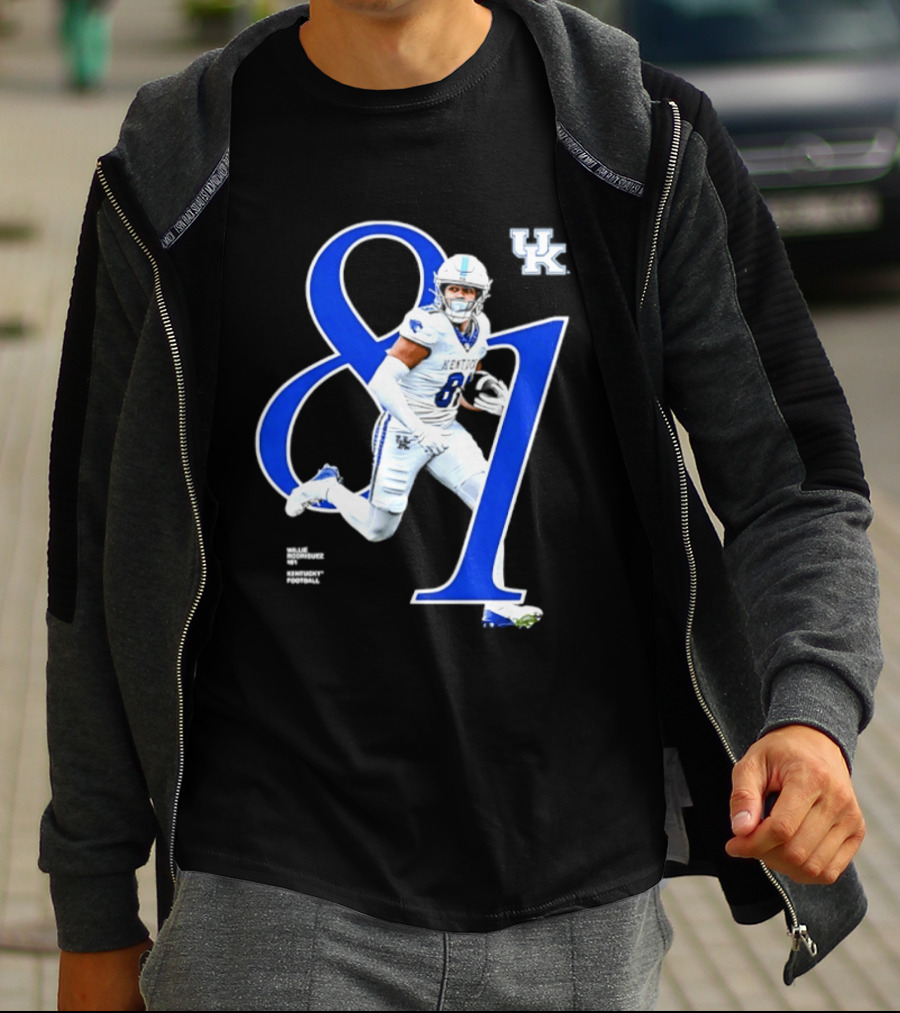 Willie Rodriguez 81 Kentucky Wildcats NCAA Football Player Number T-Shirt