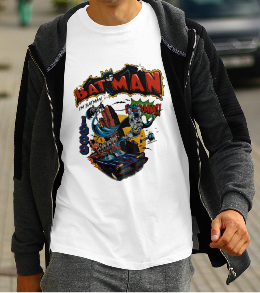 Batman 1989 I'm Batman DC Comics Batmobile T-Shirt