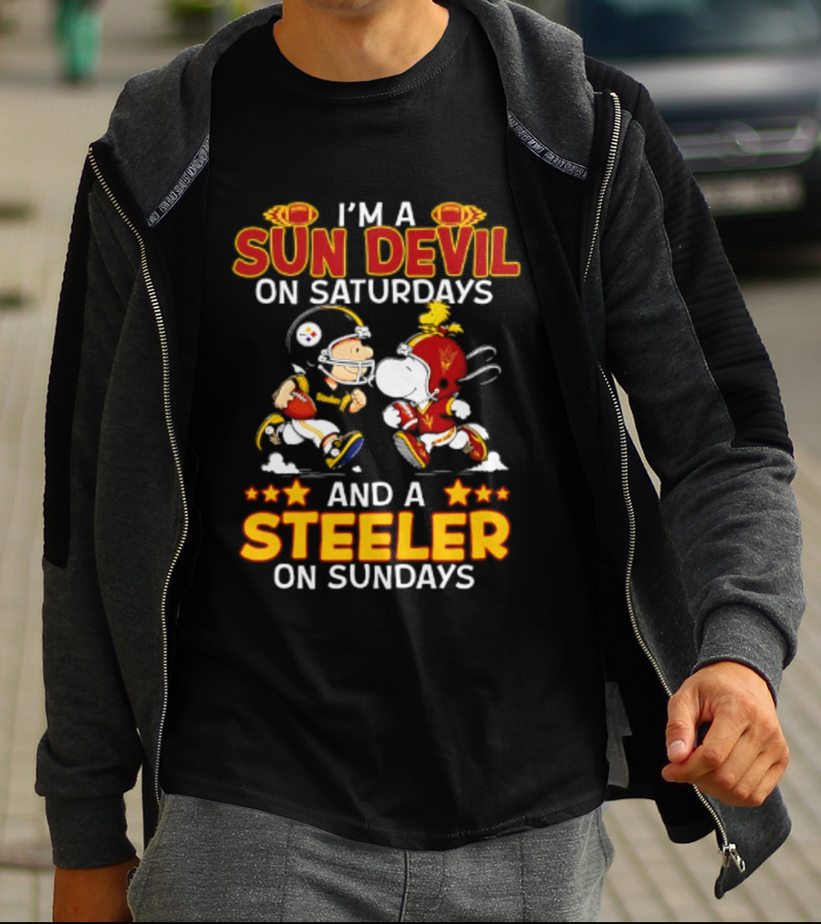 I'm A Sun Devil On Saturdays And A Steeler On Sundays Peanuts Football T-Shirt
