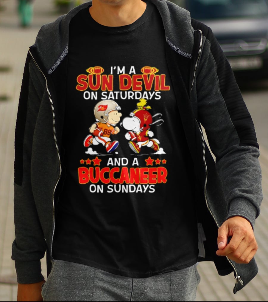 I'm A Sun Devil On Saturdays And A Buccaneer On Sundays Peanuts Characters Football Fan T-Shirt